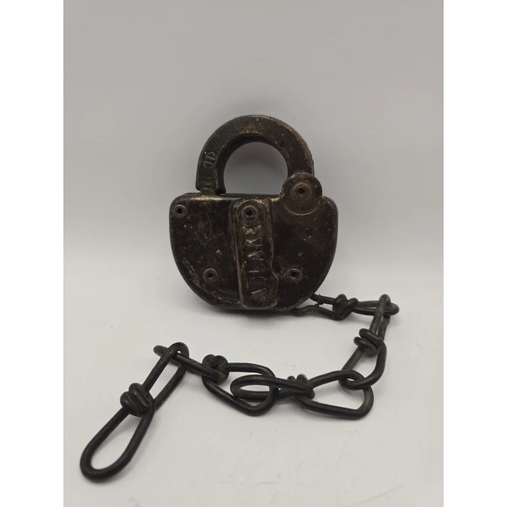 Vintage Adlake Railroad Lock with Chain T&P Pat Mar 20, 1920 No Key Included